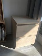 MALM Ladekast 2 lades, wit gelazuurd eikenfineer, 40x55 cm, Ophalen, Minder dan 50 cm, 1 of 2 laden, Eikenhout