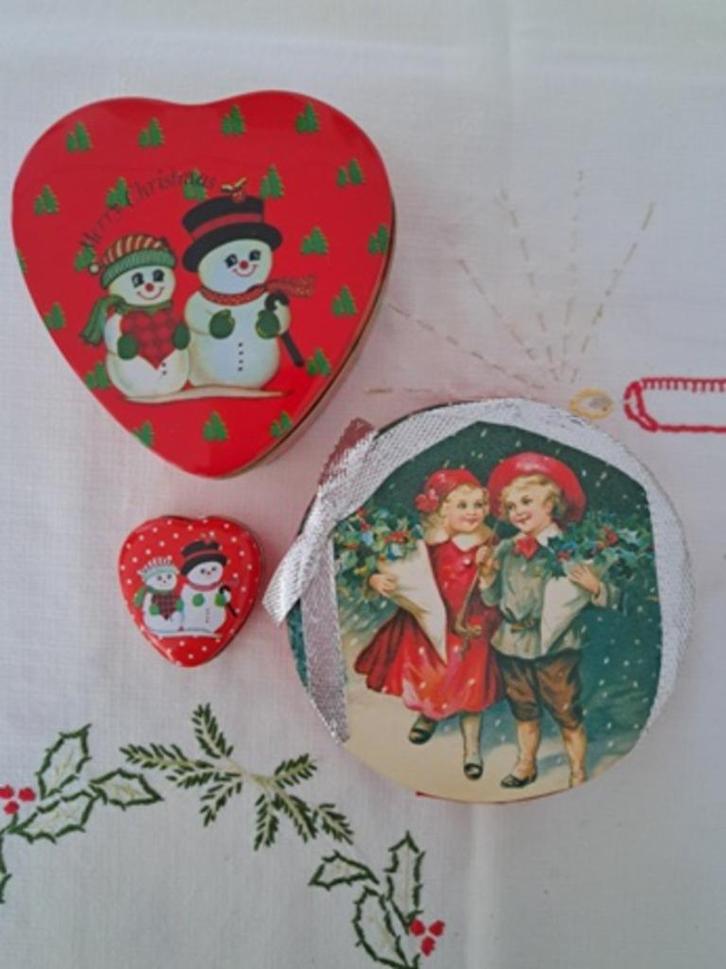Kerstdecoratie kaars in blik los blikje spanen dekseldoosje, Diversen, Kerst, Ophalen