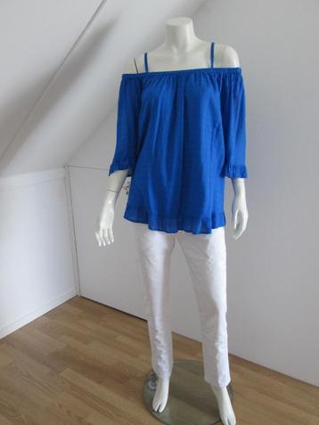 Ibiza stijl off shoulder top blouse Maat 44 zgan Blauw FSTVL