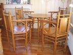 Set teakhouten 4 stoelen & koffietafel, Huis en Inrichting, Stoelen, Vier, Bamboe, Gebruikt, Bruin