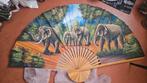 Prachtige, grote van stof gemaakte waaier met olifanten, Ophalen of Verzenden