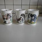 3 Engelse crown trent mokken met puppies, Huis en Inrichting, Keuken | Servies, Ophalen of Verzenden, Zo goed als nieuw, Overige stijlen