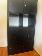 Zwarte IKEA Brimnes uitschuifbed + lades en bijpassende kast, Ophalen, Gebruikt, Tweepersoons, Modern
