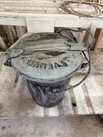 Vintage Zinken Vuilnisemmer met Deksel, Ophalen of Verzenden