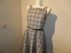 Max Mara prachtige jurk zwart wit in apart ruiten printje D3, Kleding | Dames, Verzenden, Wit, Max Mara, Knielengte