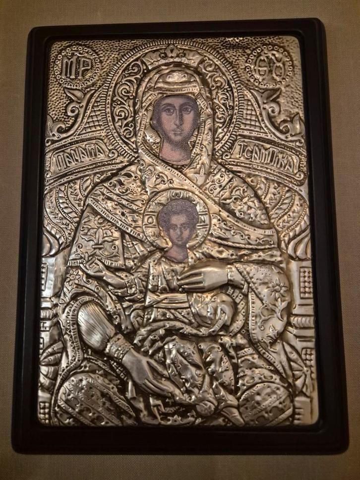 Oude Icoon Jezus en Maria, Antiek en Kunst, Antiek | Religie, Verzenden