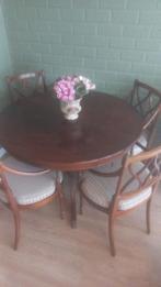 Eettafel met stoelen, Ophalen, Gebruikt, 100 tot 150 cm, Rond