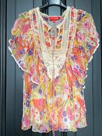 René Dehry bloemen boho blouse top ruches vintage, Ophalen of Verzenden, Zo goed als nieuw, Maat 36 (S), Roze