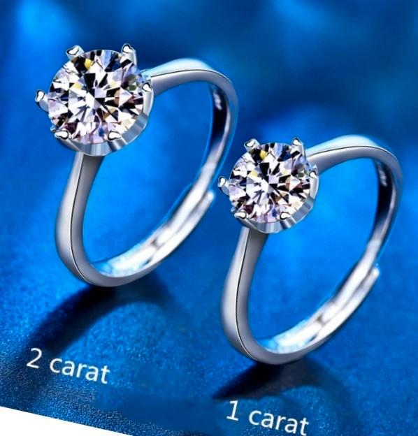 Aandacht en genieten feestdagen Moissanite Briljant Ring, Sieraden, Tassen en Uiterlijk, Ringen, Zo goed als nieuw, Dame, 17 tot 18
