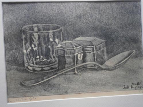 Hubertus Hille, mooie tekening 1931 in lijstje, Antiek en Kunst, Kunst | Tekeningen en Foto's, Ophalen