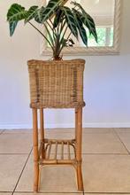 Retro rotan rieten plantenbak vierkant zuil plantenhouder, Ophalen, N, N, N