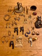 Zilveren sieraden - oorbellen, ketting, broche kat, Ophalen, Zilver, Broche