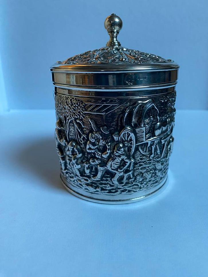 Verzilverd Douwe Egbertd theepot met deksel, Antiek en Kunst, Antiek | Goud en Zilver, Zilver, Ophalen of Verzenden