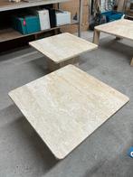 Travertin Salontafels - Set van 2, Ophalen, Overige materialen, Gebruikt, Vierkant