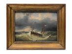 Louis Verboeckhoven (1802-1889) Engels schip in nood, Antiek en Kunst, Kunst | Schilderijen | Klassiek, Ophalen