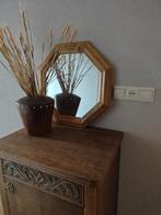 Vintage spiegel met vaas en droogbloemen, Antiek en Kunst, Antiek | Spiegels, Ophalen of Verzenden, Minder dan 50 cm, Minder dan 100 cm