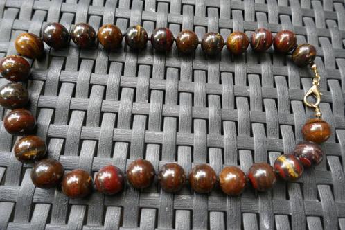 Grote rode Tijgeroog kralen collier., Sieraden, Tassen en Uiterlijk, Edelstenen, Verzenden