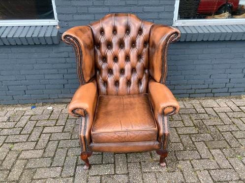 Chesterfield oorfauteuil Tabbaco bruin, Huis en Inrichting, Fauteuils, Gebruikt, 75 tot 100 cm, Ophalen of Verzenden