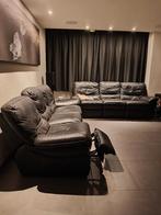 Te koop: 2x lederen 3-zits bank met relax functie, Ophalen, Gebruikt, Driepersoons, Rechte bank