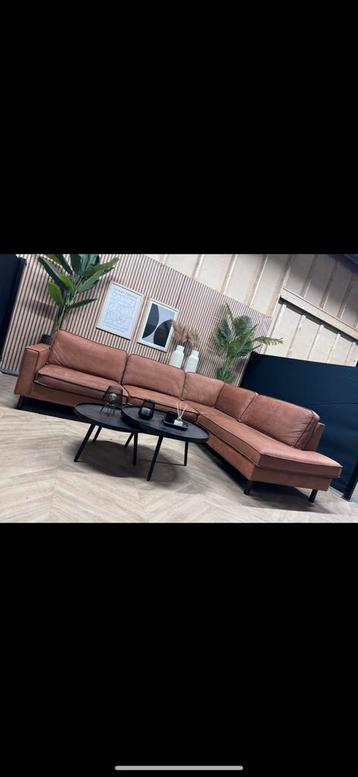 ZGAN Industriële Cognac Hoekbank - 290 x 215 beschikbaar voor biedingen