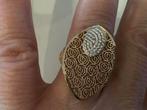 Vintage gouden filigrein ring briljant geslepen zirkoon, 14, Sieraden, Tassen en Uiterlijk, Ringen, Verzenden, Zo goed als nieuw
