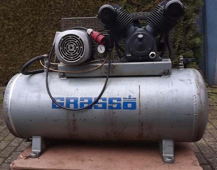 Compressor, Creemers compressor met een Grasso tank., Doe-het-zelf en Verbouw, Compressors, Zo goed als nieuw, 6 tot 10 bar, 100 liter of meer