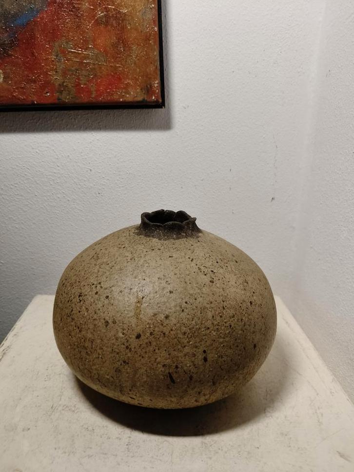 2806 Vintage Steengoed Vaas, Huis en Inrichting, Woonaccessoires | Vazen, Gebruikt, Overige kleuren, Minder dan 50 cm, Steen, Ophalen of Verzenden