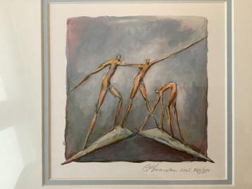 Abstracte Figuren - Gesigneerd Kunstwerk beschikbaar voor biedingen