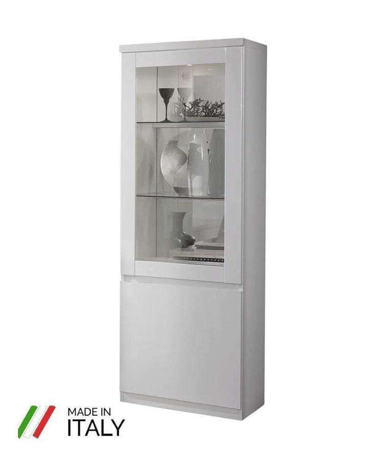 Vitrinekast Forever hoogglans zwart wit marmer- SALE!!!, Huis en Inrichting, Kasten | Buffetkasten, Nieuw, 25 tot 50 cm, Glas