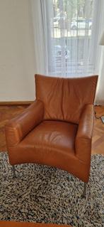 Fauteuil bruin leer, Huis en Inrichting, Fauteuils, Ophalen, Gebruikt, 50 tot 75 cm, Leer