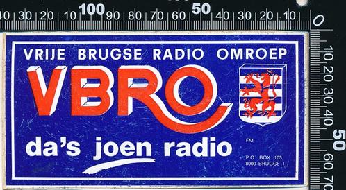 Sticker: VBRO - Vrije Brugse Radio Omroep - Das joen radio -, Verzamelen, Stickers, Zo goed als nieuw, Film, Tv of Omroep, Ophalen of Verzenden