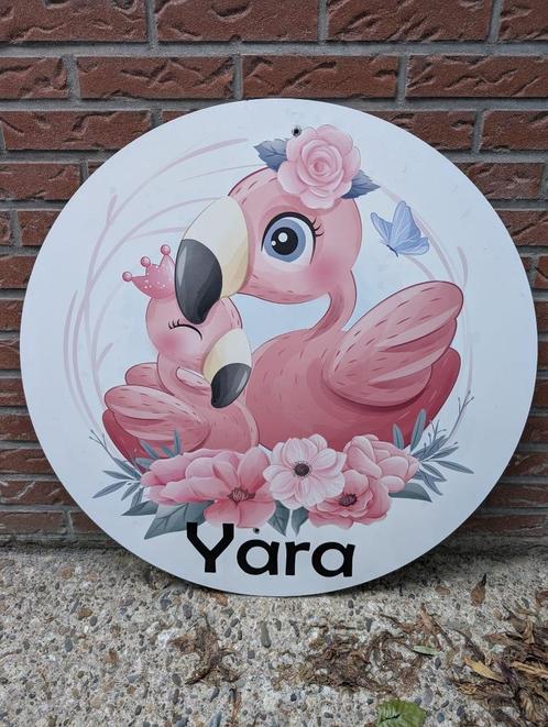 Geboortebord / ooievaar Flamingo, Kinderen en Baby's, Kraamcadeaus en Geboorteborden, Nieuw, Ophalen