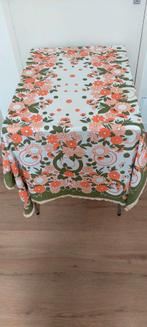 vintage tafelkleed met een bloemen print oranje groen, Ophalen of Verzenden, Zo goed als nieuw, Rechthoek, Binnen