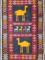Handgeknoopt oosters wol Kelim tapijt Camels 65x110cm, Kelim Perzisch vintage oosters hype, 50 tot 100 cm, 100 tot 150 cm, Gebruikt