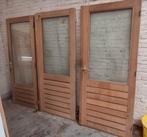 3 stuks merantie deuren met glas, Ophalen, 80 tot 100 cm, Binnendeur, Zo goed als nieuw