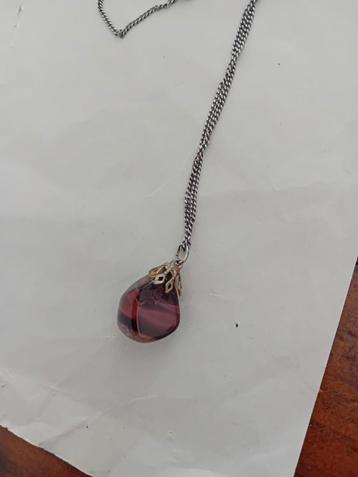 Zilveren ketting, lengte 50 cm. Met Tijgeroog hanger beschikbaar voor biedingen