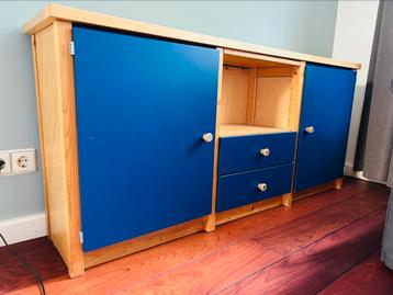 Lundia dressoir met blauwe lades/deuren
