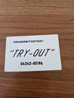 1365 Sticker Amusementsorkest " Try - Out ", Verzamelen, Ophalen of Verzenden, Zo goed als nieuw, Overige typen