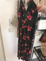 Vintage boho hippie lange jurk v-hals grafisch bloemen 36 38, Kleding | Dames, Gedragen, Blauw, Vintage, Ophalen of Verzenden