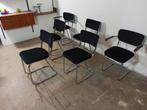 Vintage Gispen 107/207 zwart rib stoelen herstoffeerd, Ophalen of Verzenden, Zo goed als nieuw, Zwart