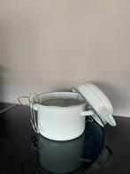 Witte pan met deksel en frituurmandje – vintage stijl, Ophalen of Verzenden, Nieuw, Overige materialen, Overige typen