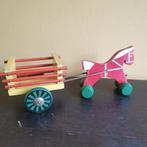 Vintage Brio houten speelgoed paard en wagen 0704, ?, Zo goed als nieuw, Brio, ?
