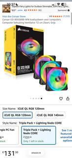 Corsair iCUE QL120 RGB Triple Pack met Lighting Node CORE, Ophalen of Verzenden, Zo goed als nieuw, Luchtkoeling
