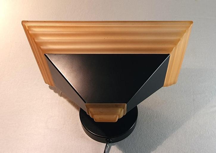 Art Deco stijl wandlamp, Huis en Inrichting, Lampen | Wandlampen, Gebruikt, Glas, Metaal, Ophalen of Verzenden