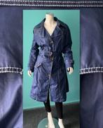 Vintage gecoate trenchcoat jeansblauw maat 48, Kleding | Dames, Vintage, Verzenden, Blauw, Jas of Mantel