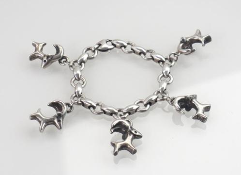 Zilveren armband gemzen S.J. Rose & Son, 1988/1995, Sieraden, Tassen en Uiterlijk, Antieke sieraden, Armband, Zilver, Ophalen of Verzenden