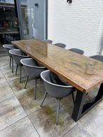Tuintafel met 8 stoelen - Hout & Kunststof, Tuin en Terras, Tuintafels, Ophalen, Gebruikt, Rechthoekig, Hout