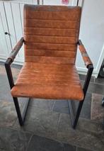 5 cognac kleurige skai leer stoelen oud ijzer, Huis en Inrichting, Stoelen, Ophalen, Gebruikt, Bruin, Stof