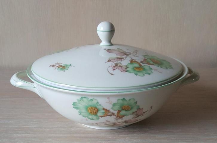 C.T. Tielsch Altwasser terrine groene bloem (jaren 30), Antiek en Kunst, Antiek | Servies los, Ophalen of Verzenden