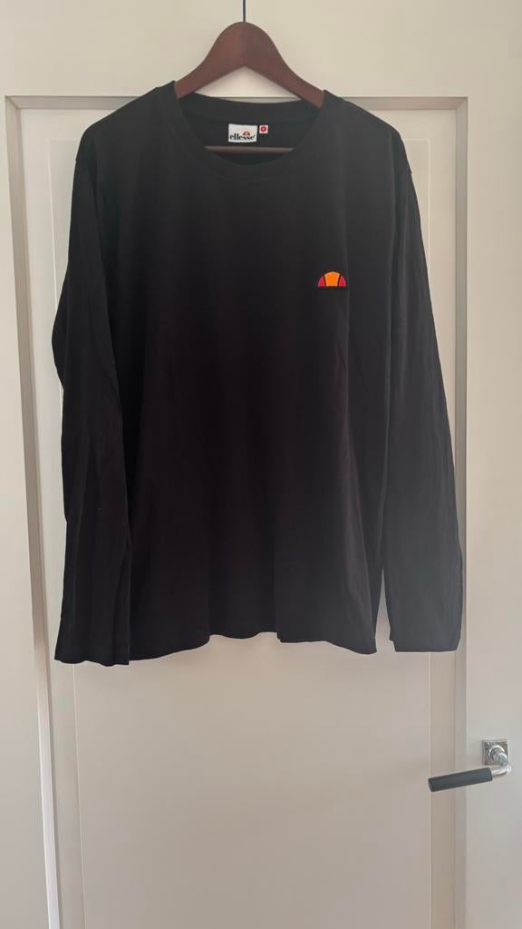 Ellesse longsleeve shirt zwart L effen basic logo, Verzenden, Zo goed als nieuw, Zwart